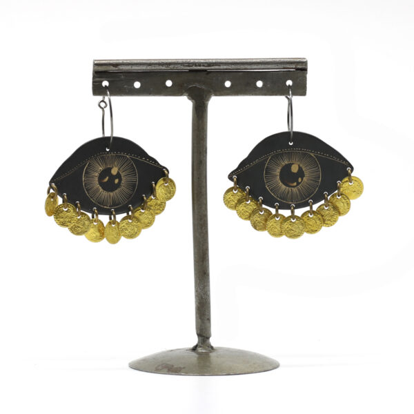 Eye Gold Coins Earrings